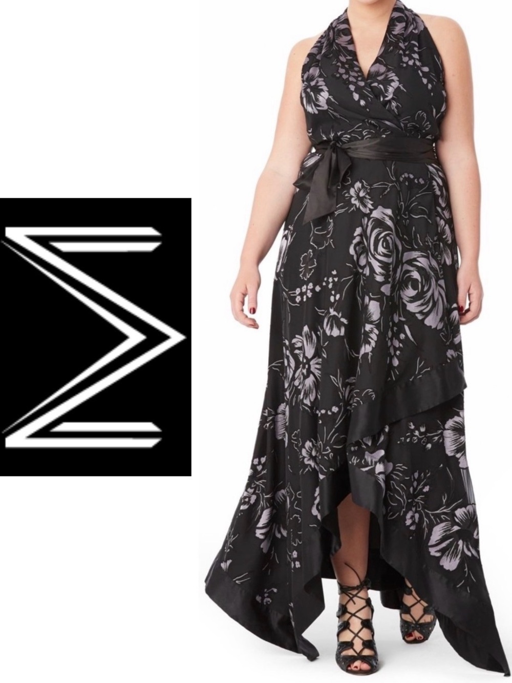EUC Mynt 1792 Size X Formal Velvet Burnout Handkerchief Gown